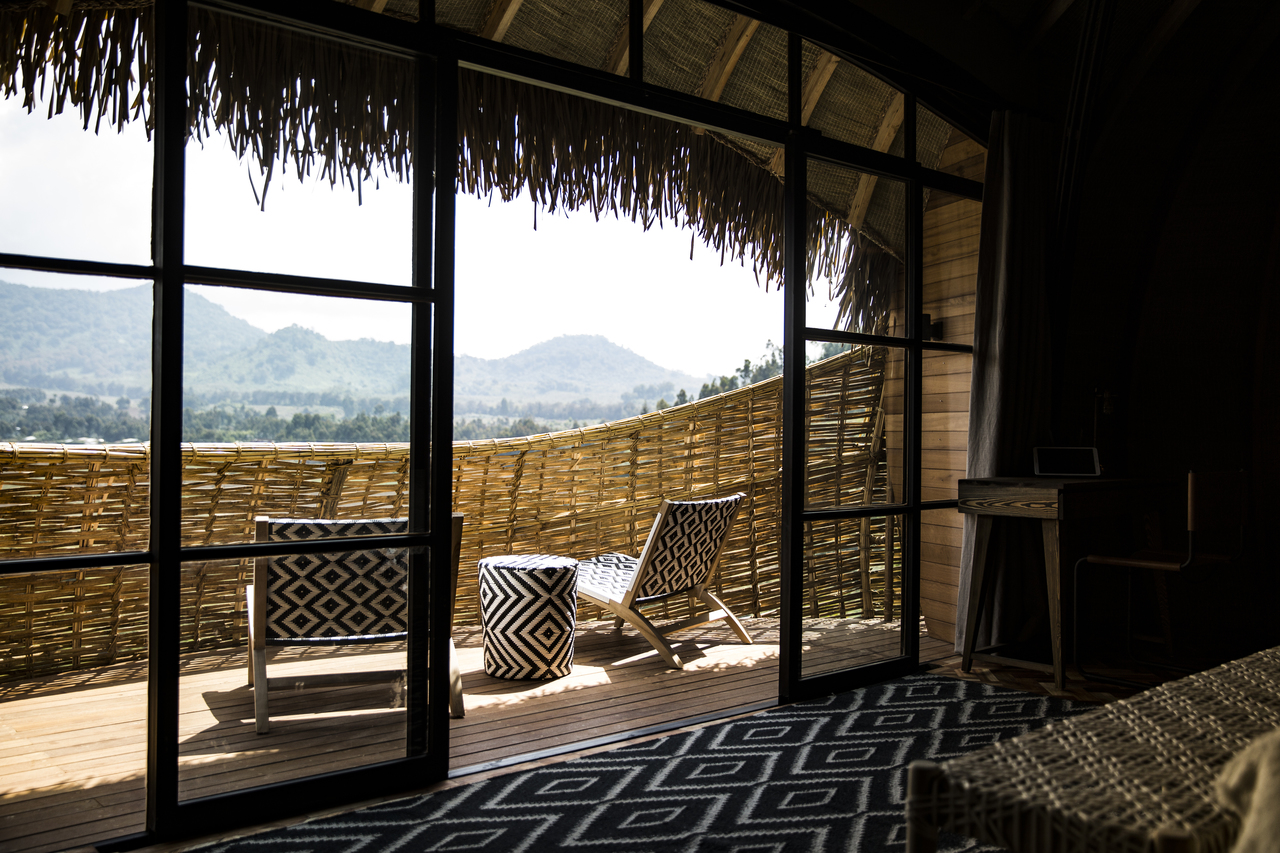 The undulating baconies and views, Bisate Lodge, Wilderness Safari, Rwanda